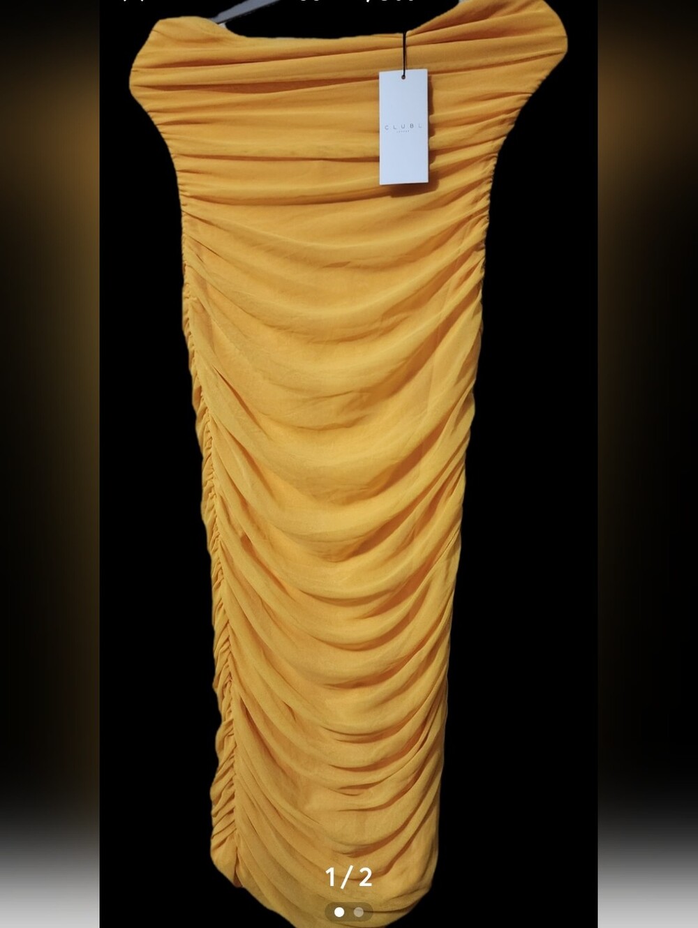 Club L London Mango Yellow Mesh Midi Dress